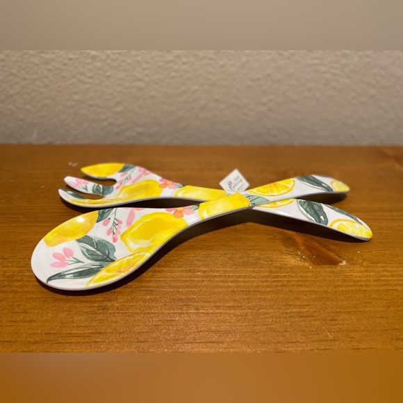 Farmhouse Lemon Serving Spoon Set, Melamine Lemons Leaves & Floral Serving Set - Picture 8 of 9